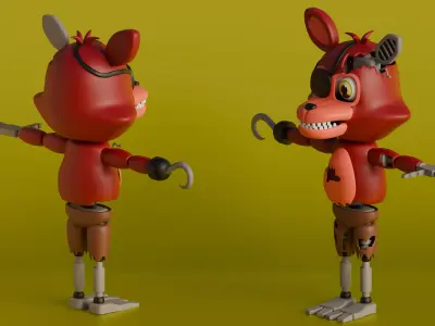 Foxy Reimagined A Stylized 3D Animatronic For SFM Low-poly 3D model