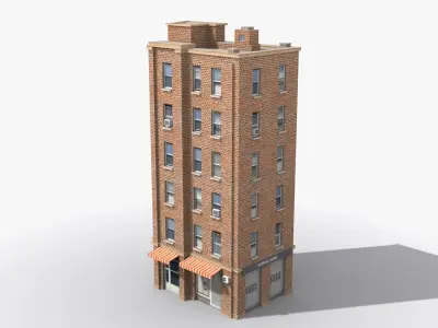 Apartment Building x22 Low-poly 3D model