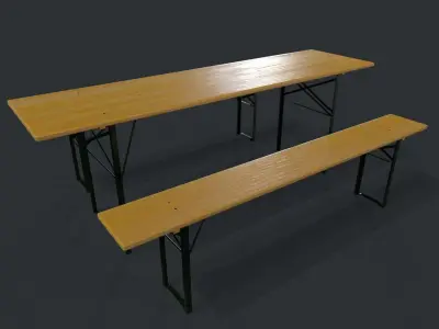 German Beer Garden Set Low-poly 3D model
