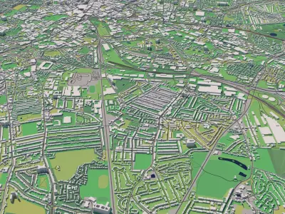 Birmingham England UK 30x30km 3D City Map 3D model