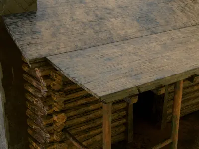 old wooden cabin Low-poly 3D model