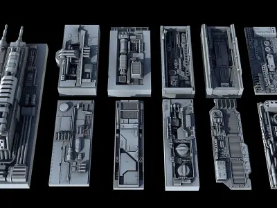 Sci-Fi KitBash and Props Pack Full set 3D model