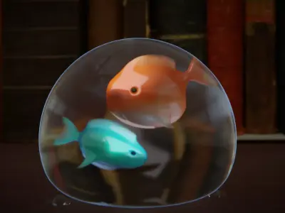 A Fish Bubble Scene 3D model