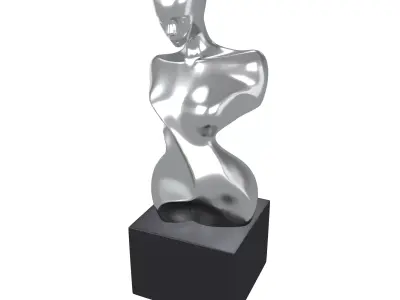 Abstract Woman Half Body Shape Sculpture v2 002 Low-poly 3D model