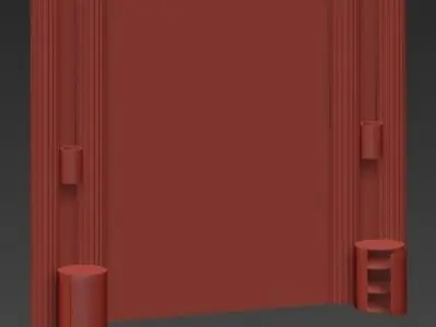 Headboard 8 wooden cabinet with shelves and drawers 3D model