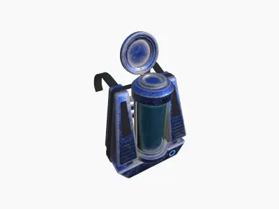 SciFi Backpack J06 Blue Metal - Fashion Character Design Low-poly 3D model