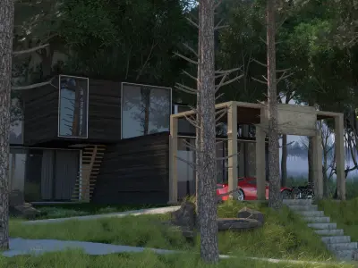 House in woods 3D model