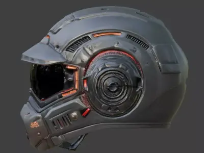 Cyber-Industrial Pilot Helmet 3D Model Low-poly 3D model