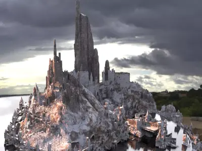European Medieval Winter Castle 3D model