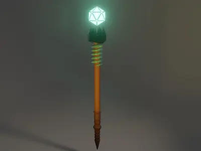 Low poly magic staff Low-poly 3D model