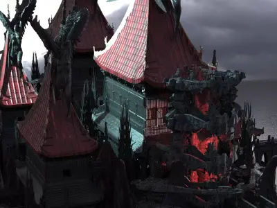 Lord Oda Nobunaga Dragon Demon structures  3D model
