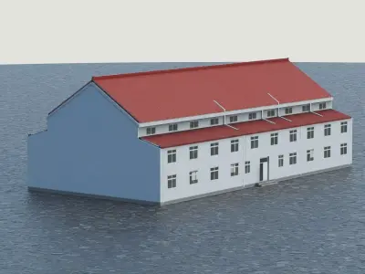 Factory Building Low-poly 3D model