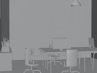 Custom Office Interior With Lighting and Materials 3D model