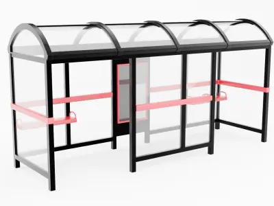 Bus Stop Shelter 2 Low-poly 3D model
