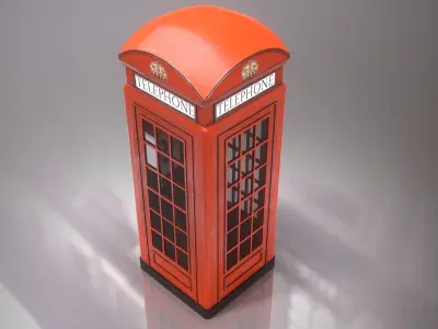 Red Phone Booth Low-poly 3D model
