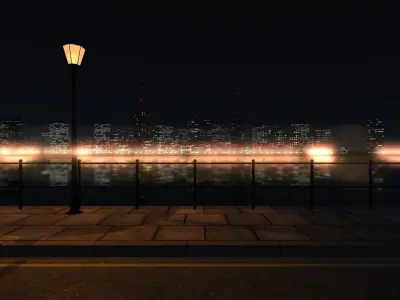 Skyline - City at Night Low-poly 3D model