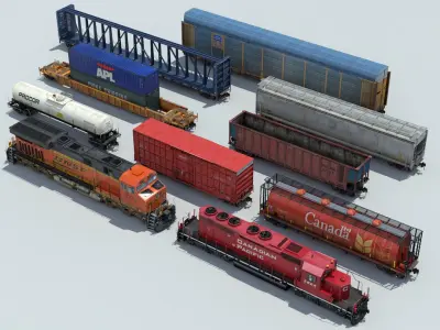  Freight Train 8 cars 2 engines 