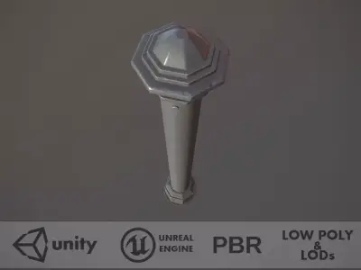 Barrier Bollard pack 3 Gray v1 Low-poly 3D model