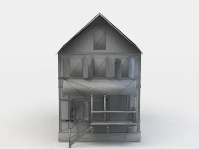 House old with balcony Low-poly 3D model