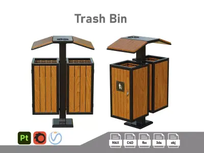 Outdoor Trash Bins 04 Low-poly 3D model