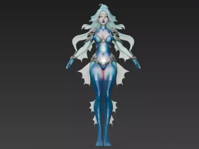 Female Fish Creature Pack 3D Models Low-poly 3D model