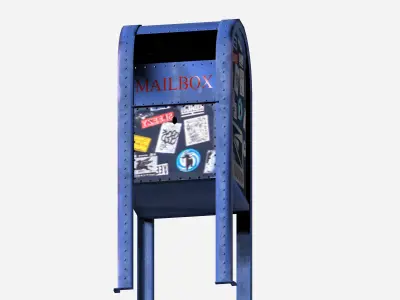 Outdoor street mailbox type garbage dust bin Low-poly 3D model