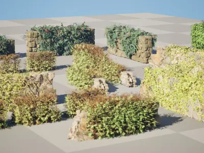 UK Hedgerow 3D Collection Low-poly 3D model