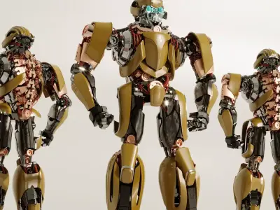 Yellow Cyber Mech Original Sci-Fi Robot Design 3ds Max Corona 3D model