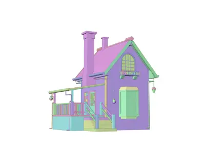 Stylized Modern House 01 Low-poly 3D model