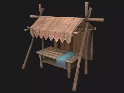 Medieval Bazaar Tent  Low-poly 3D model