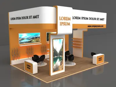 Booth Exhibition Stand Stall 8x6m Height 500 cm 3Side Open 3D model