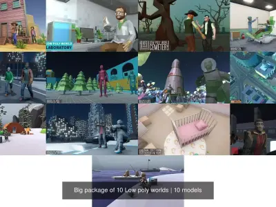 Big package of 10 Low poly worlds