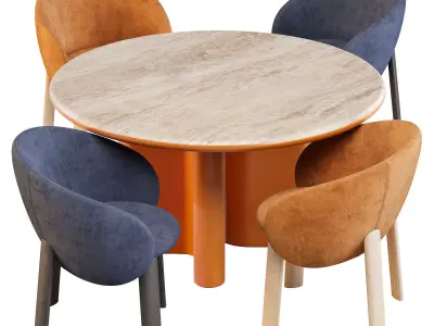 MiniForms BonBon Table and Nebula Chairs - Dining Set 02 3D model