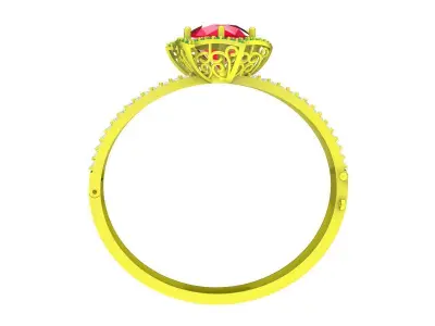 Elegant Halo Round Stone Engagement Ring Jewelry 6142 3D print model