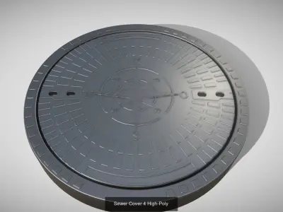 Compass Sewer Cover 4 Basic Low and High-Poly Versions 3D Model Pack