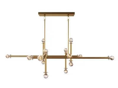 Milano  Wide Polished Brass 16 Light Linear Chandelier 3D model