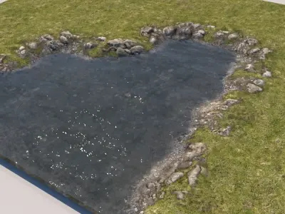 River Lake terrain modules Low-poly 3D model