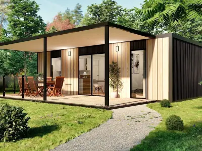 modern mobile home tiny house vacation house on 34m2 K34 Low-poly 3D model