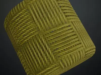 Yellow Basket Weave Rope Pattern PBR Seamless Texture