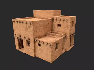 Clay Desert Egypt Village House 5 Low-poly 3D model