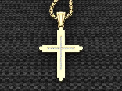 High Cross Pendant Light Gold 18K 3CP096 3D model