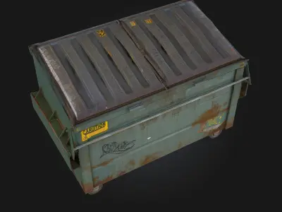Rusty Green Dumpster  Urban Decay in Grimy Detail 3D model
