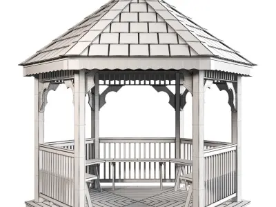 Hexagonal gazebo 3D model