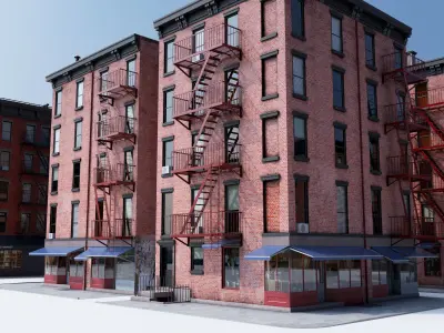 Chicago brick building Low-poly 3D model