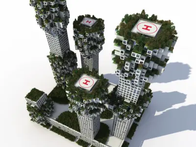 Futuristic Skyscrapers 01 3D model