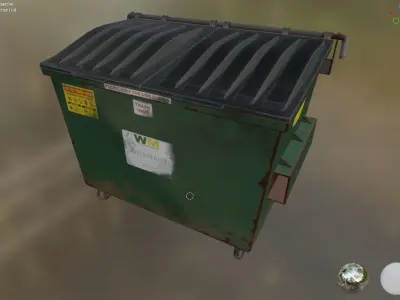 PBR Dumpster mid poly weathered VR and Game model Low-poly 3D model