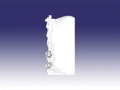 tombstone with rose and cross17 3D model