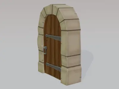 Medieval door Low-poly 3D model