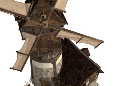 Old Windmill Low Poly Low-poly 3D model