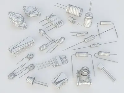 electronic components Low-poly 3D model